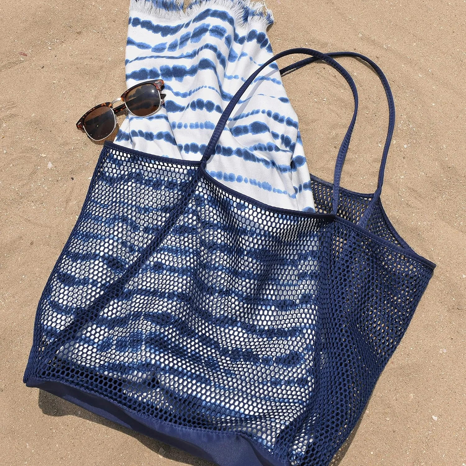 HOXIS Mesh Beach Tote Womens Shoulder Handbag