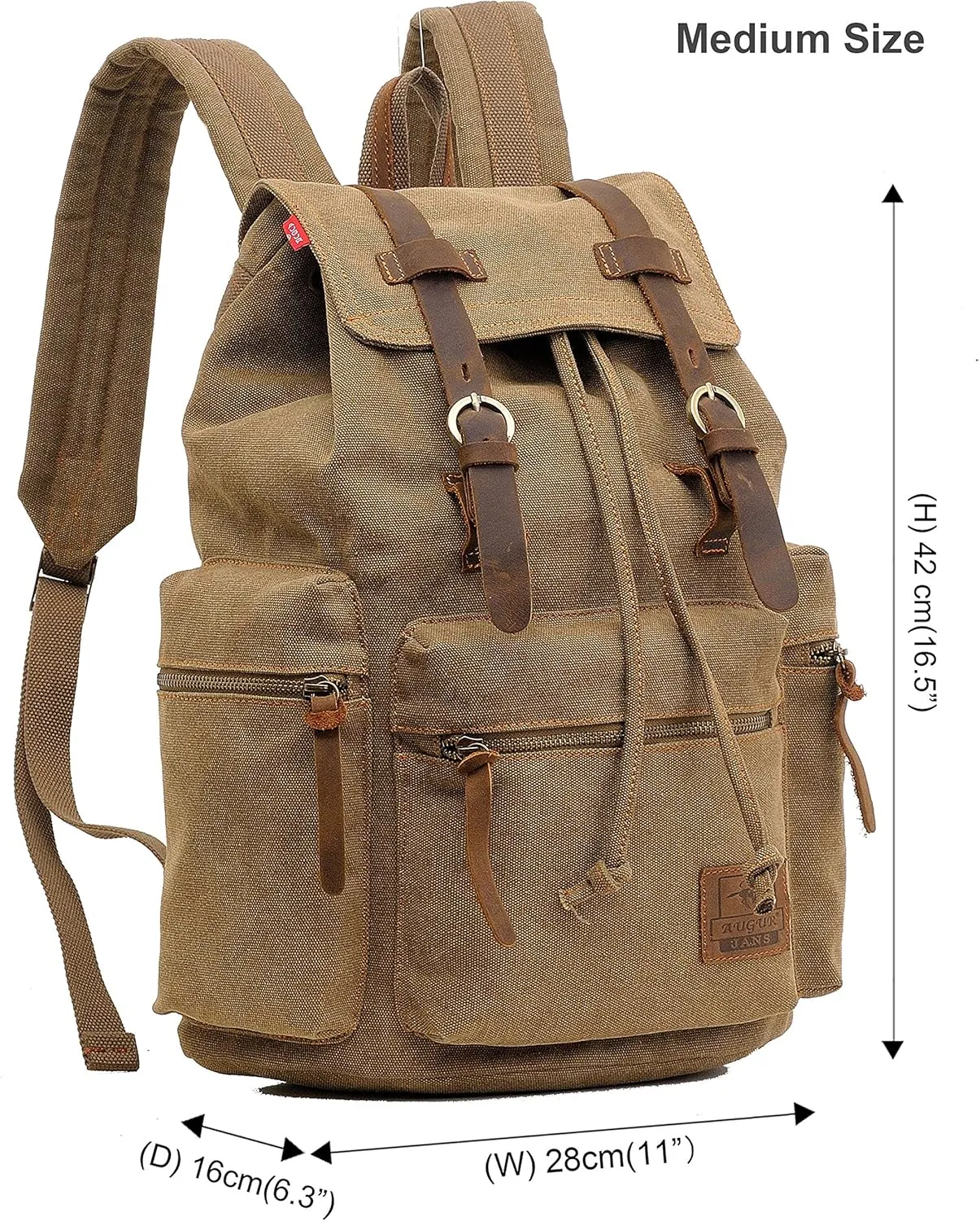 HuaChen Vintage Canvas Backpack, Large Capacity Travel Rucksack for Men Women,Hiking, Camping, School, and Outdoor Activities