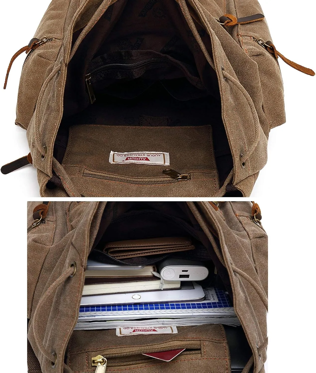 HuaChen Vintage Canvas Backpack, Large Capacity Travel Rucksack for Men Women,Hiking, Camping, School, and Outdoor Activities
