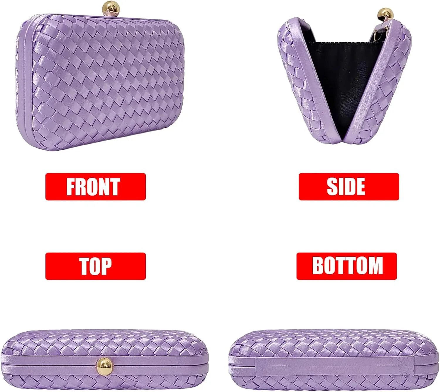 HUANG ZHUANG Handmade Woven Fabric Clutch Purse for Women Artificial Silk Crossbody handbag Banquet Dress Evening Bags