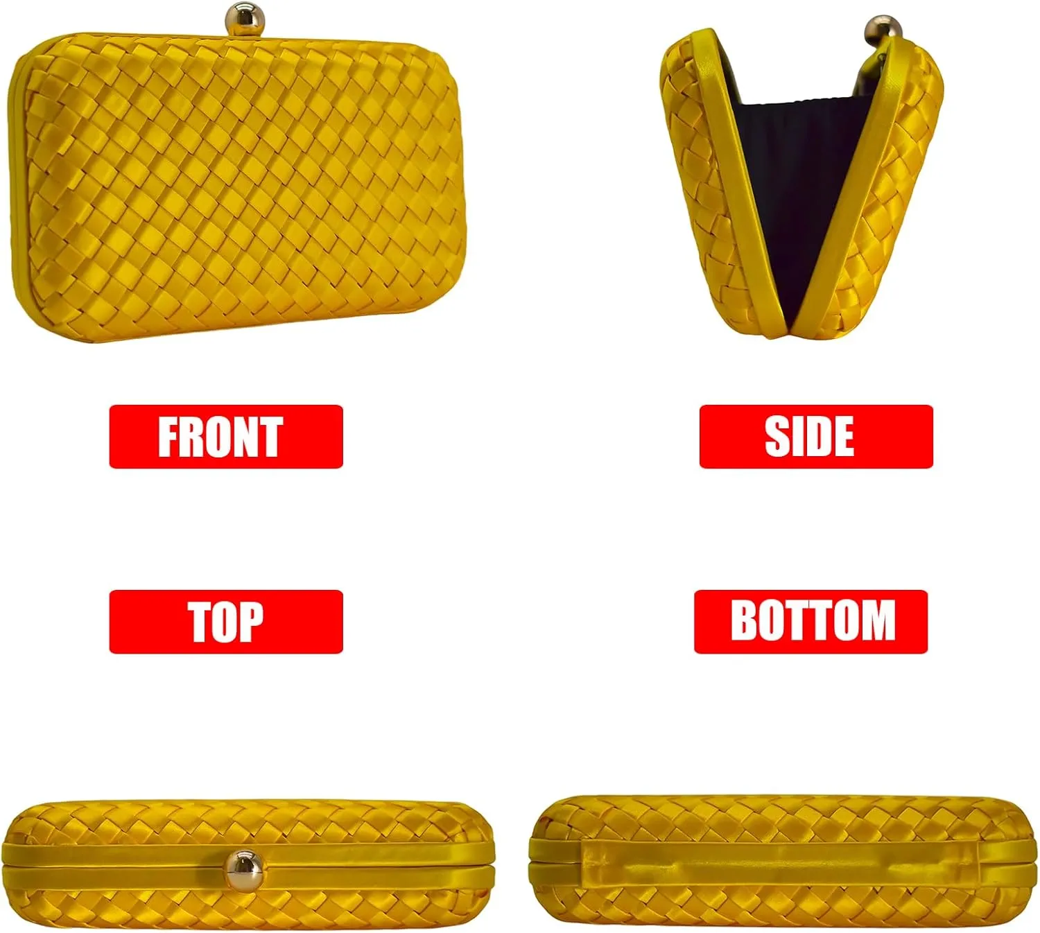 HUANG ZHUANG Handmade Woven Fabric Clutch Purse for Women Artificial Silk Crossbody handbag Banquet Dress Evening Bags