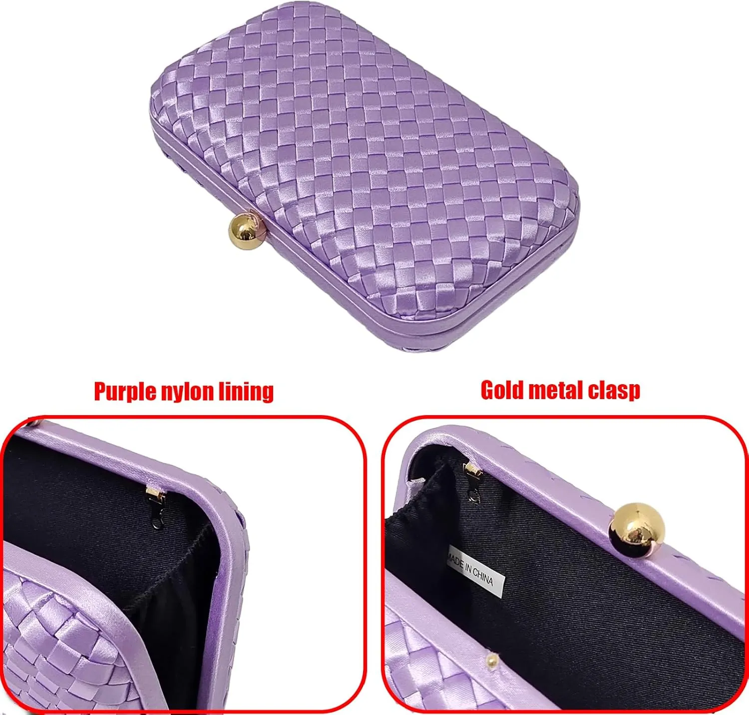 HUANG ZHUANG Handmade Woven Fabric Clutch Purse for Women Artificial Silk Crossbody handbag Banquet Dress Evening Bags