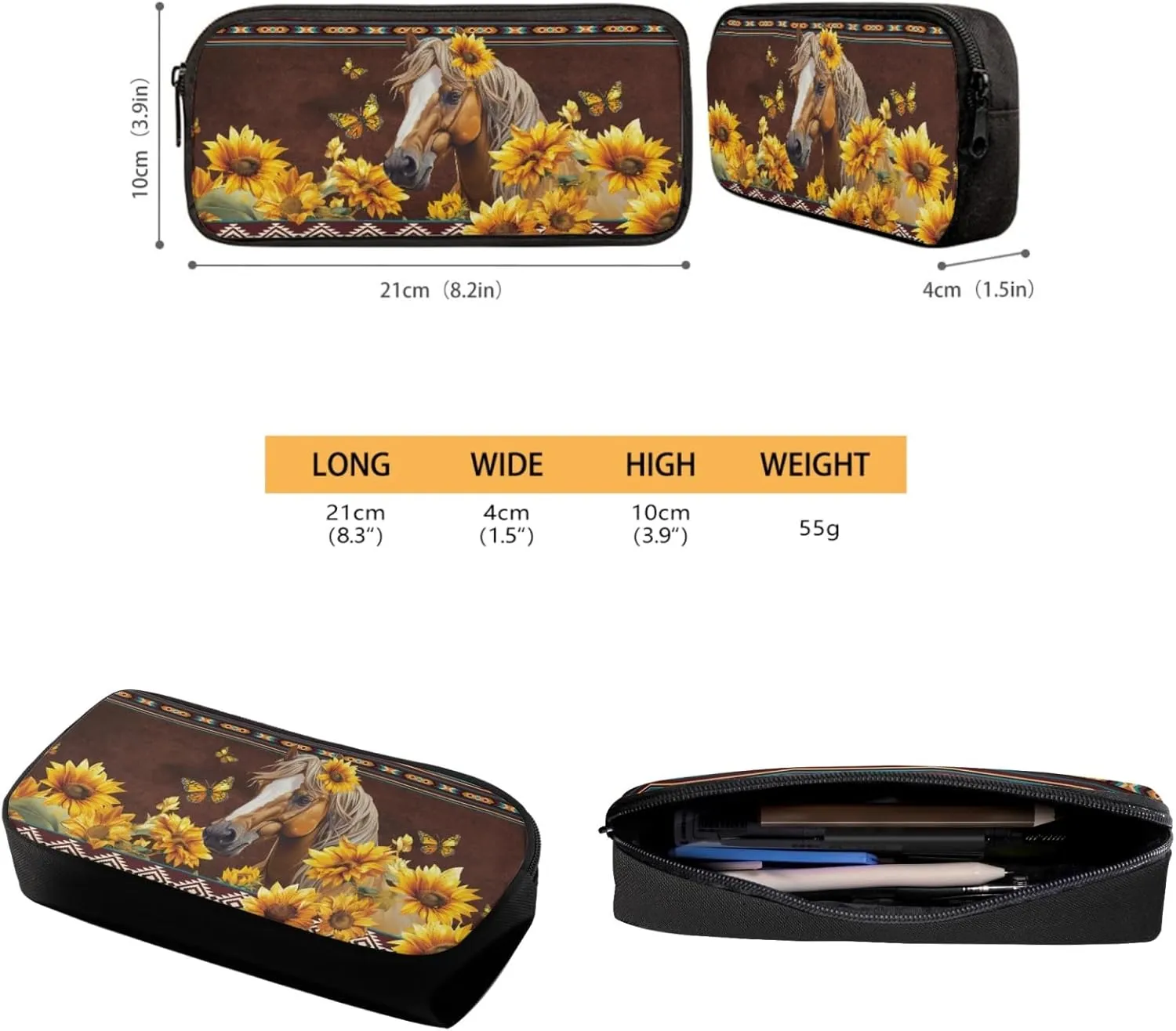HUGS IDEA 3 Pcs School Bag Set with Thermal Insulated Lunch Tote Purse Pencil Case