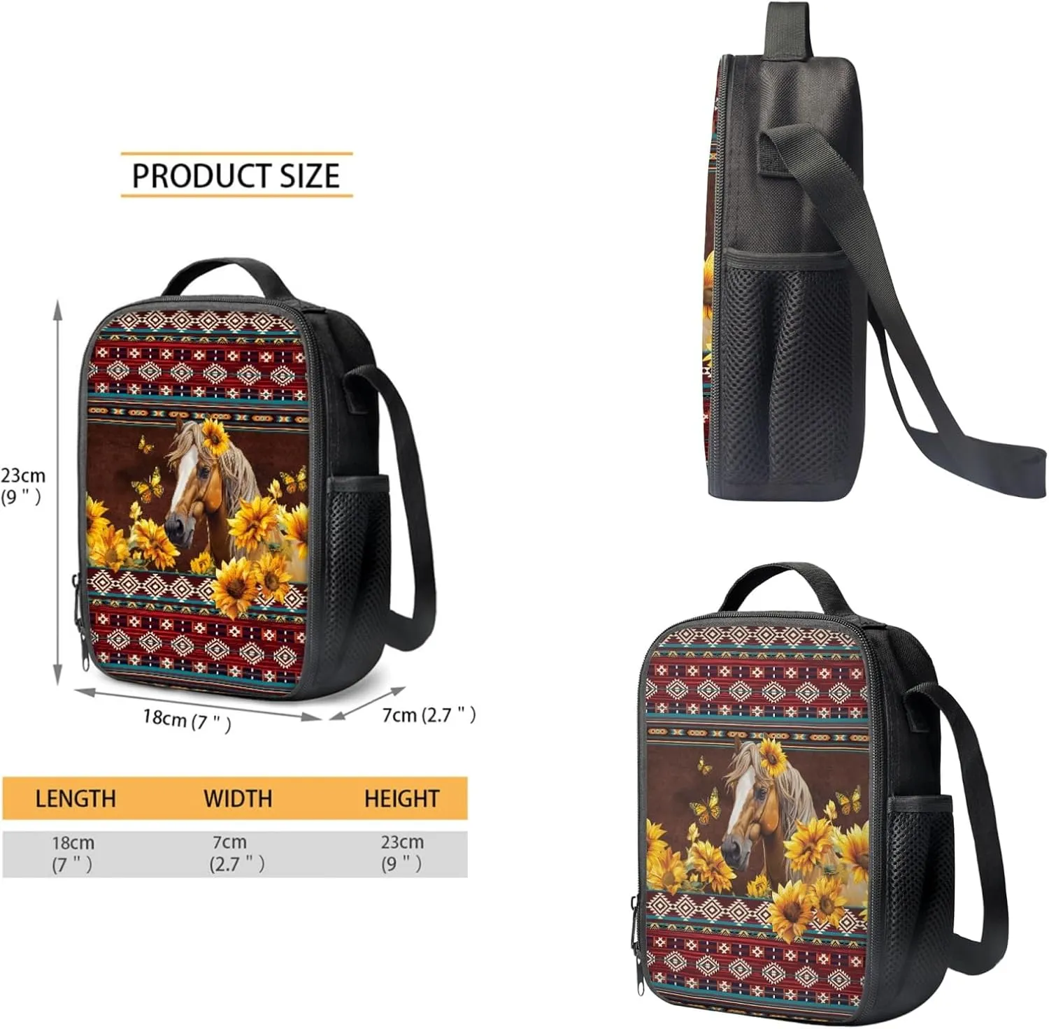 HUGS IDEA 3 Pcs School Bag Set with Thermal Insulated Lunch Tote Purse Pencil Case