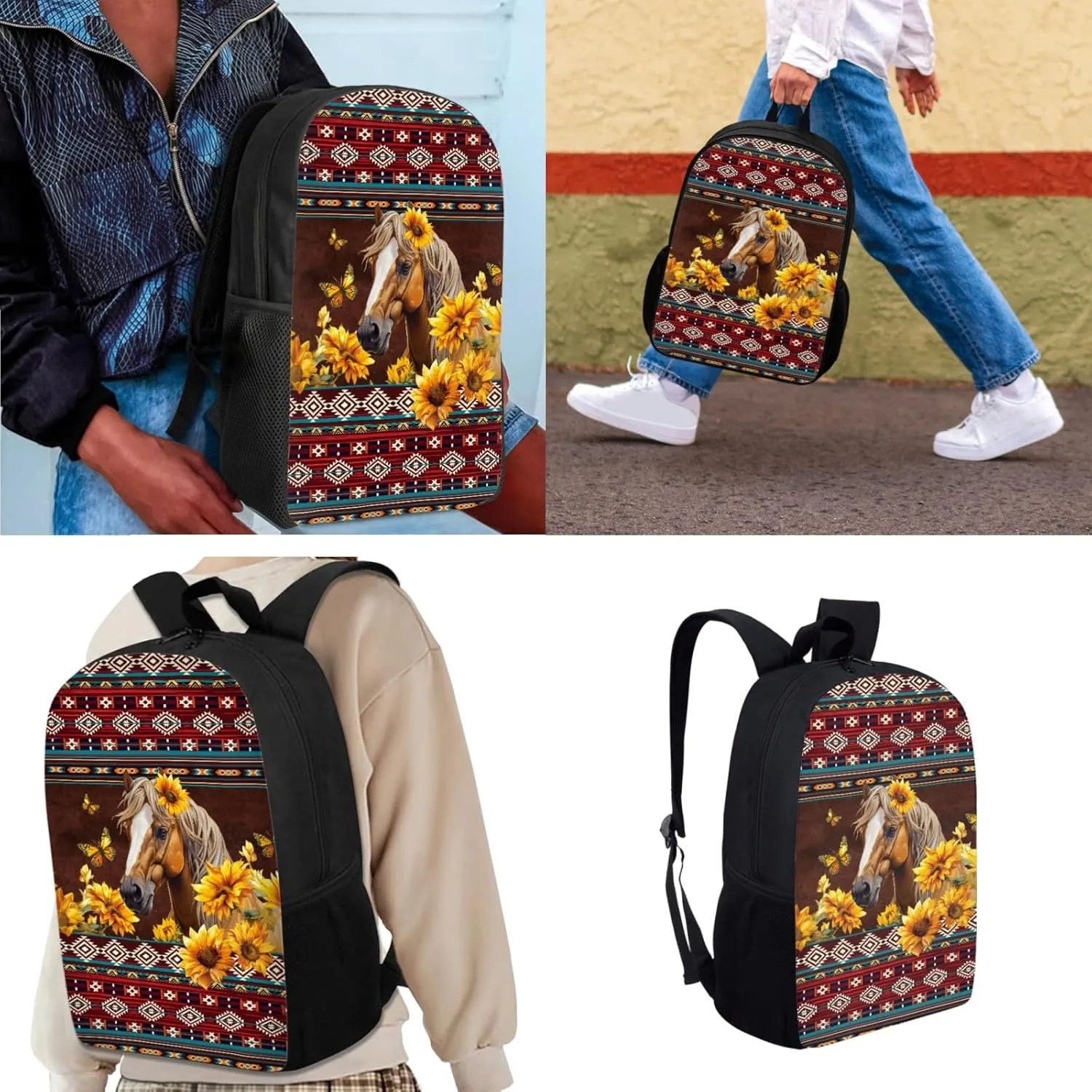 HUGS IDEA 3 Pcs School Bag Set with Thermal Insulated Lunch Tote Purse Pencil Case