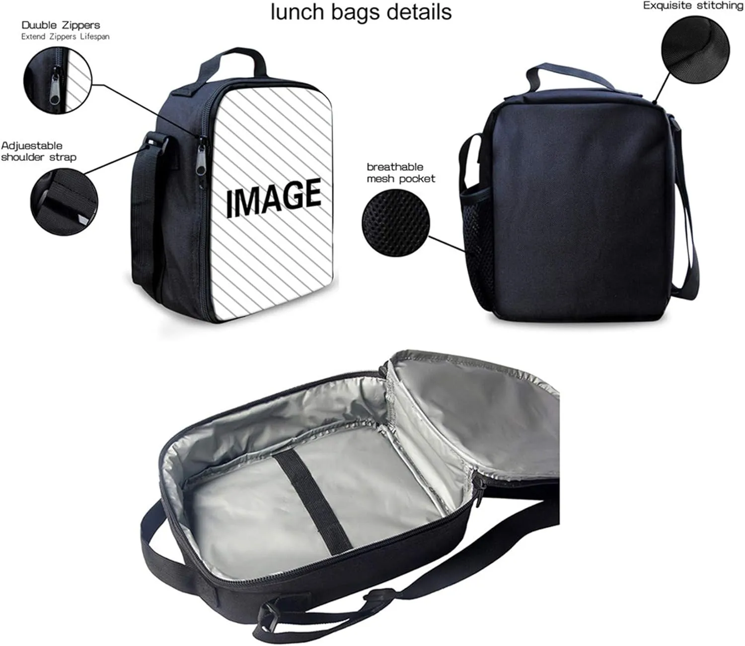 HUGS IDEA Boys Backpack Set Basketball Going Through the Net School Bags 2 Piece Laptop Schoolbag and Cooler Warm Lunch Tote Box