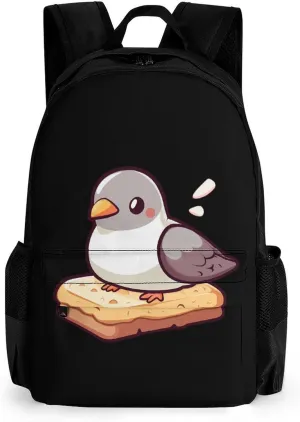 Hungry Pigeons Cute Backpack Travel Work Bag with Water Bottle Pocket Adjustable Padded Shoulder Straps Daypack 42x30.5cm