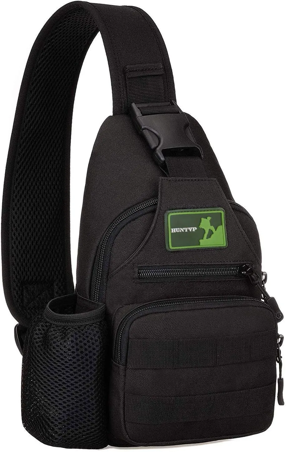HUNTVP Small Tactical Sling Chest Pack Bag Molle Daypack Backpack Military Crossbody(Type2-Black)