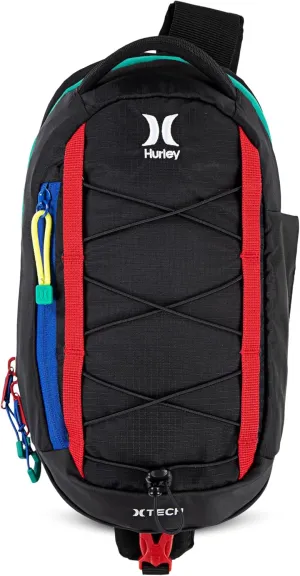 Hurley Men's Crossbody Sling Bag, Black/Primary Multi, One Size
