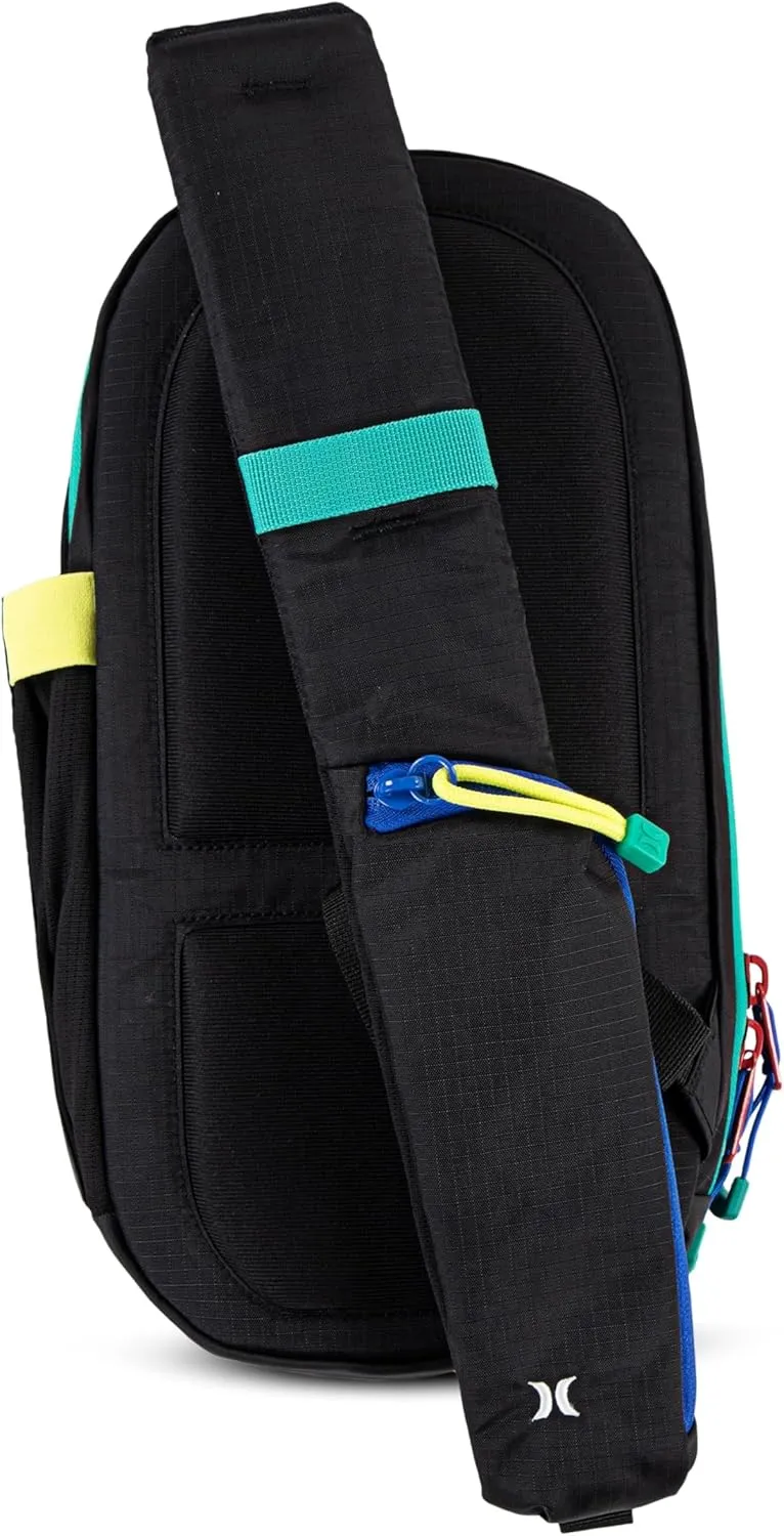Hurley Men's Crossbody Sling Bag, Black/Primary Multi, One Size