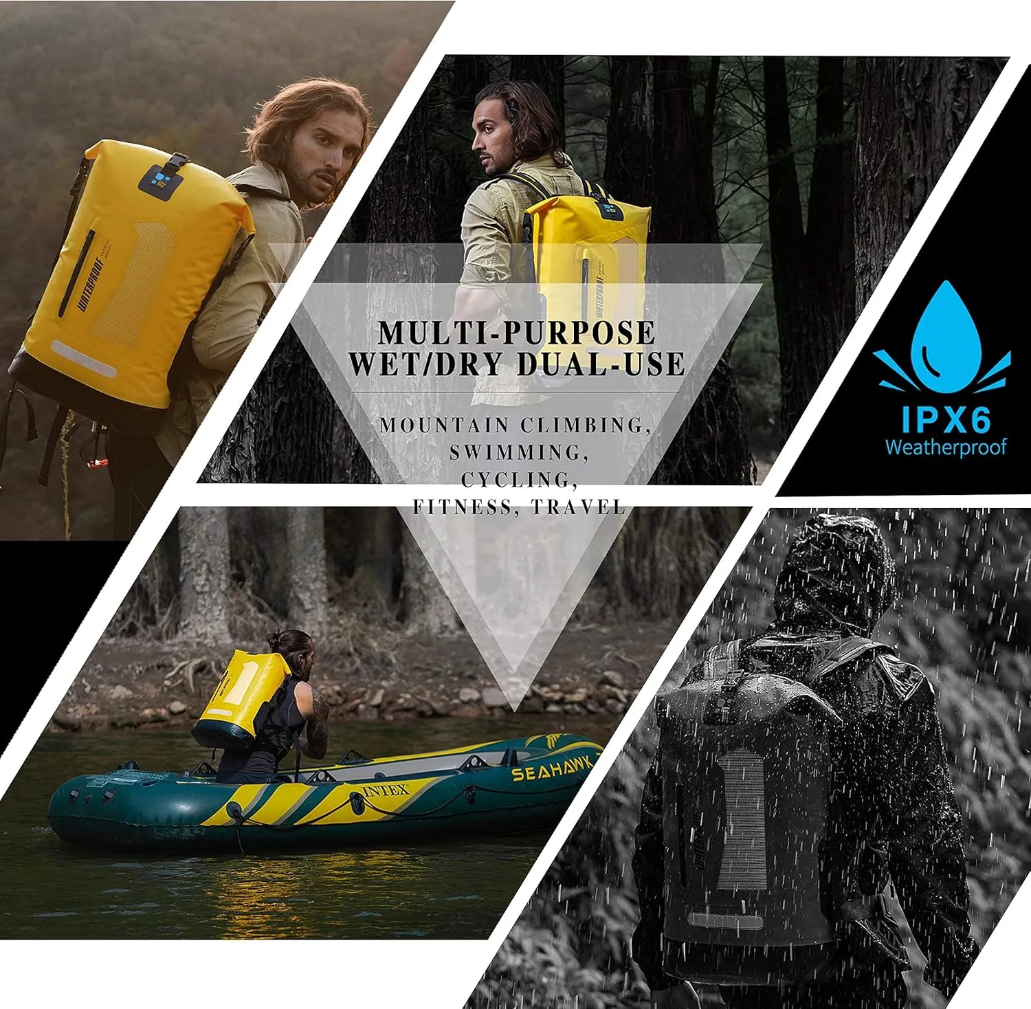 IDRYBAG Waterproof Backpack for Men 20L/30L/40L, Floating Dry Bag Kayak, Dry Backpack Hiking