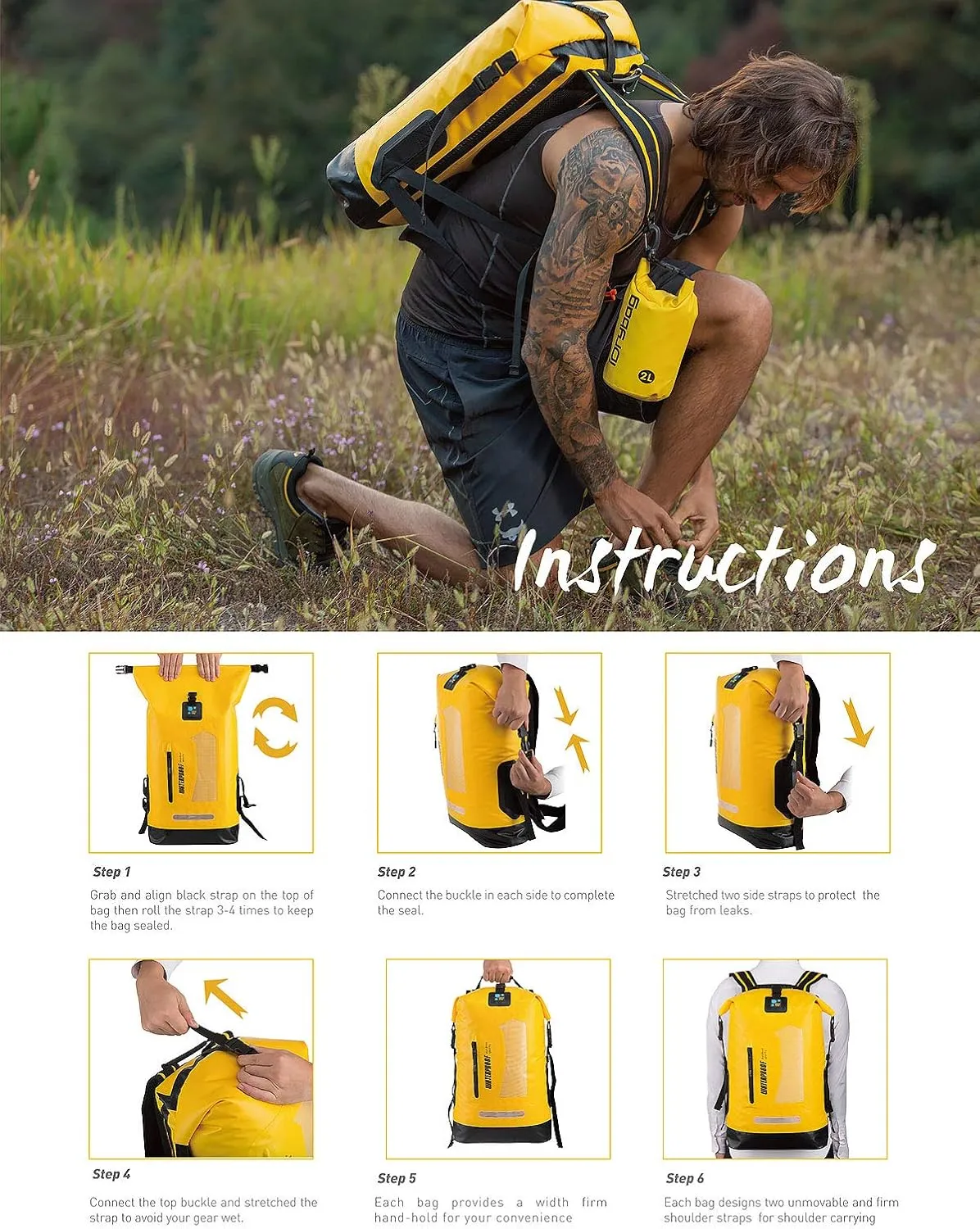 IDRYBAG Waterproof Backpack for Men 20L/30L/40L, Floating Dry Bag Kayak, Dry Backpack Hiking
