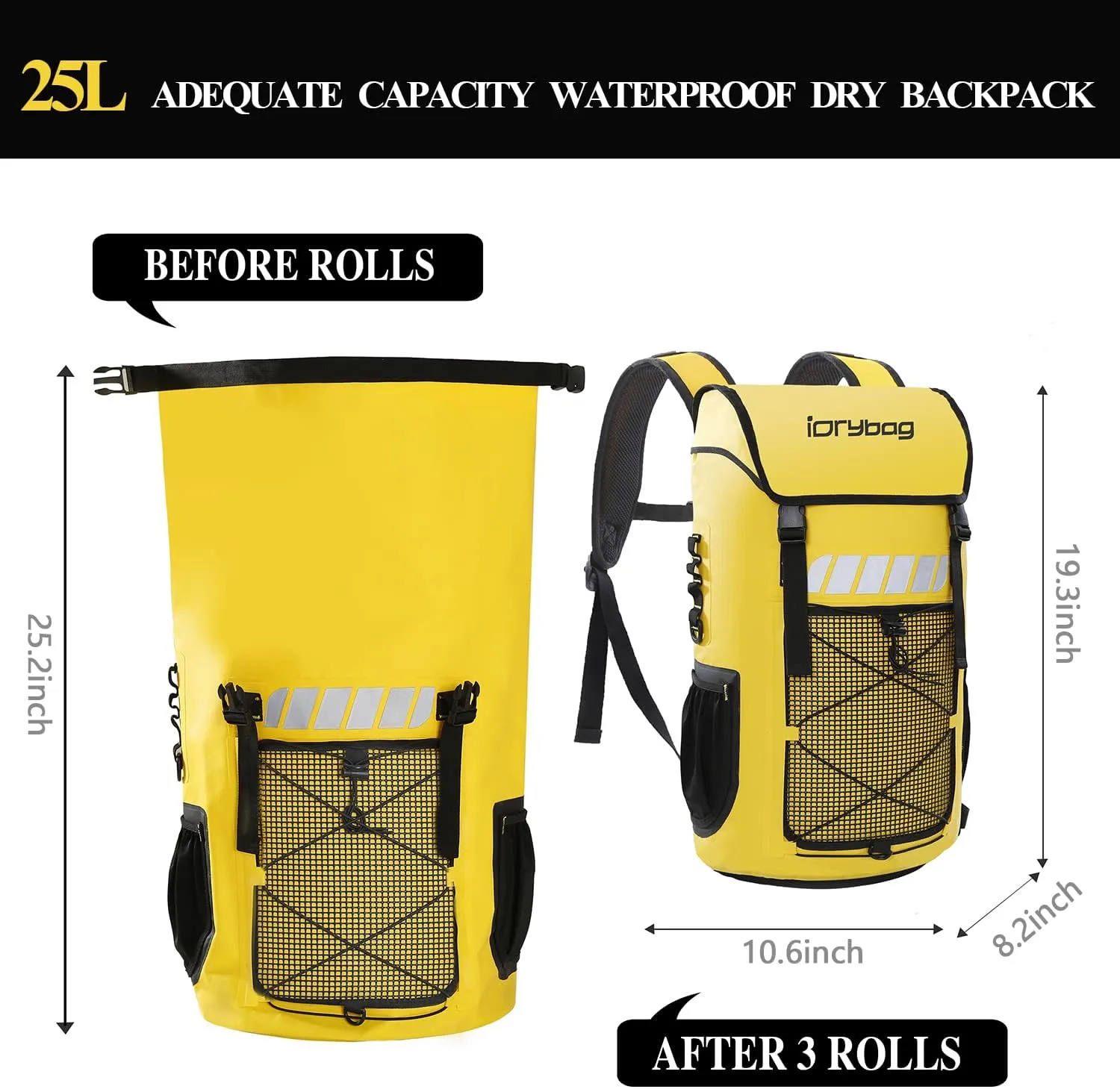 IDRYBAG Waterproof Backpack for Men 25L/45L, Dry Bags Kayak, Dry Backpack Camping Hiking