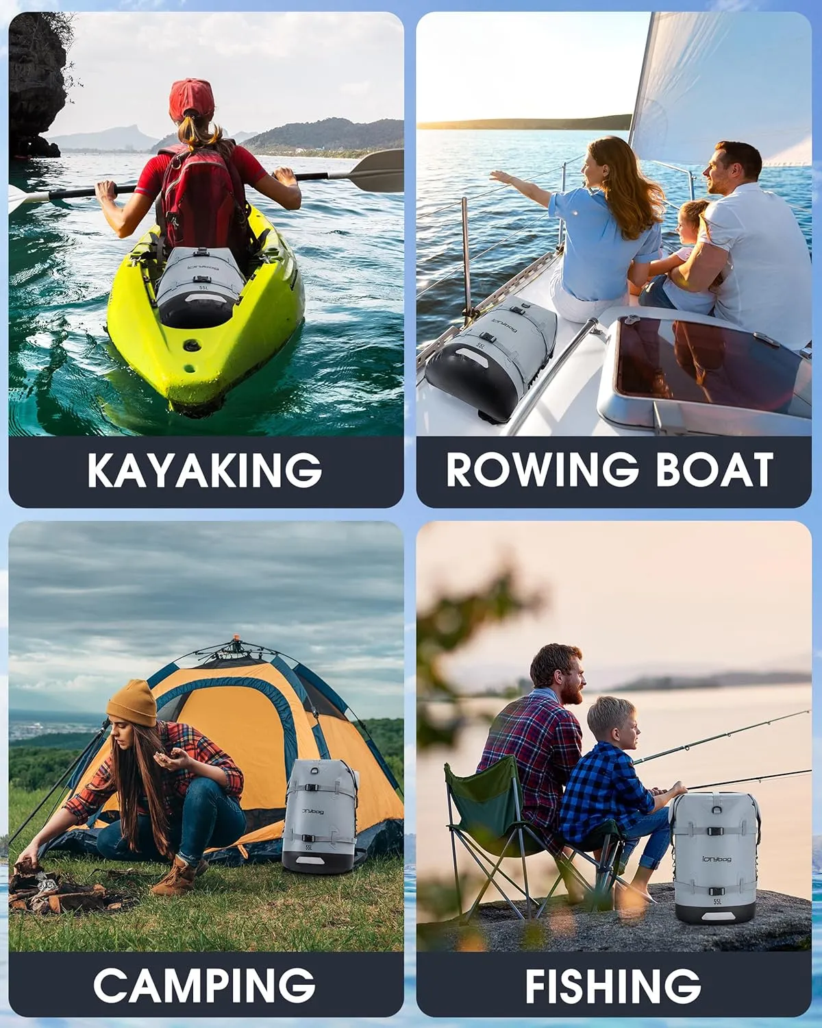 IDRYBAG Waterproof Backpack for Travel, Kayaking, Boating, Swimming, Floating Paddle Boarding - Submersible Dry Bag 35L/55L/85L