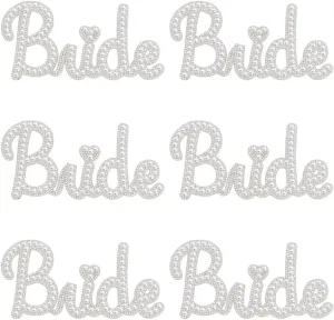 INFUNLY 6pcs Bling Bride Rhinestone Patches Iron/Sew On Sparkly Applique Wedding Embroidered Sequined Patches Fabric Patches for Clothing Jeans Jackets Handbag Shoes DIY Patches Decor