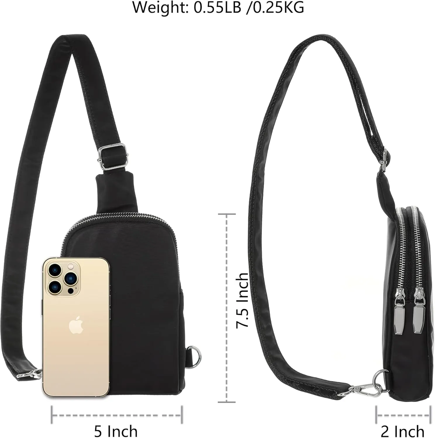 INICAT Nylon Small Crossbody Bags for Women 1L Sling Bag for Men Shoulder Bag Fanny Pack Travel Essentials