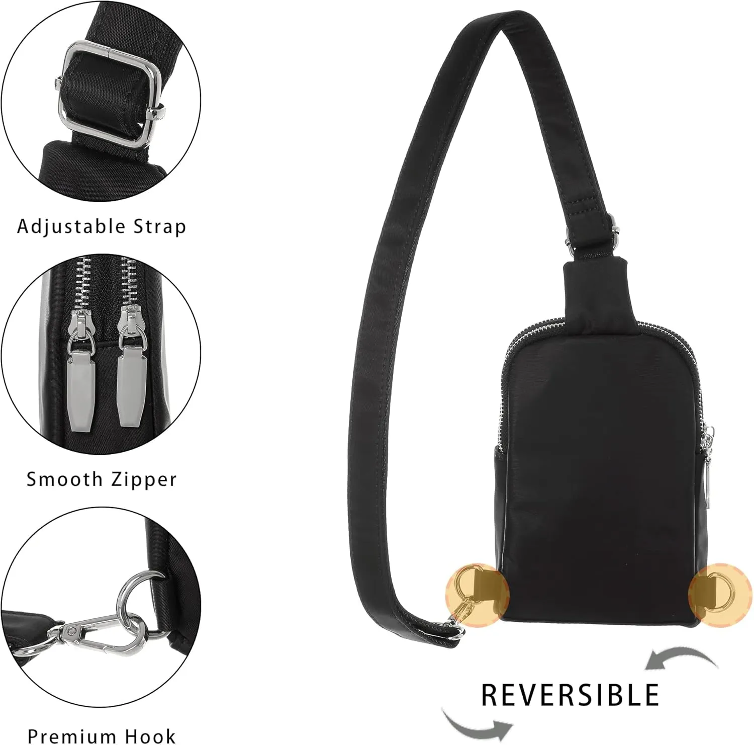 INICAT Nylon Small Crossbody Bags for Women 1L Sling Bag for Men Shoulder Bag Fanny Pack Travel Essentials