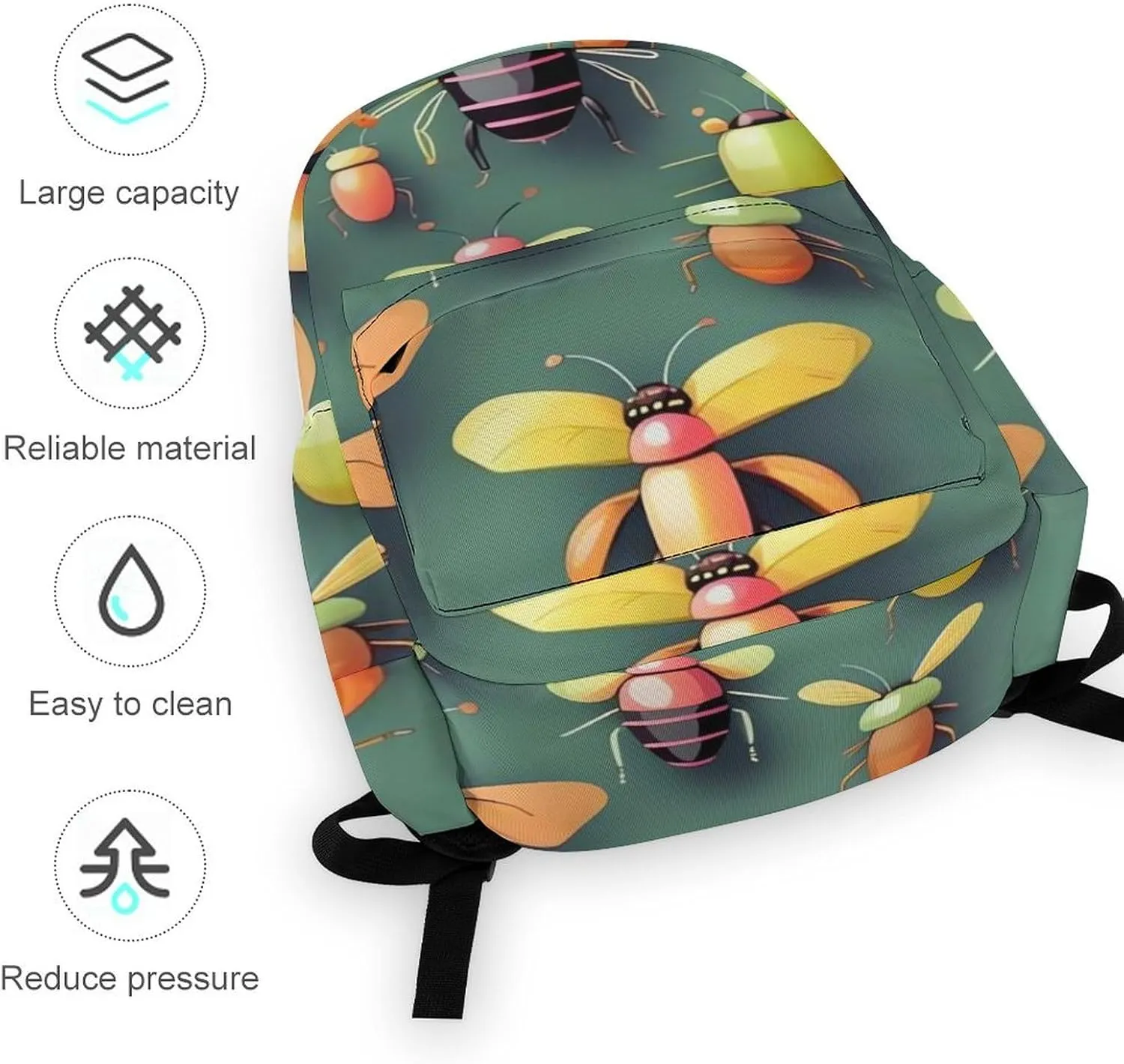Insect Atlas Print Laptop Backpacks Casual Shoulder Bag Travel Daypack Fashion for Men Women