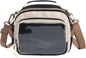Ita Bag Pin Display Backpack with Insert Canvas Single Shoulder Crossbody Bag Contrast Handbag and Purse for Women (Black)