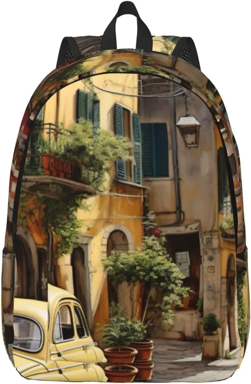 Italian Street Canvas Casual Lightweight Duffel Bag, Fashion Duffel Bag, Unisex Travel Backpack