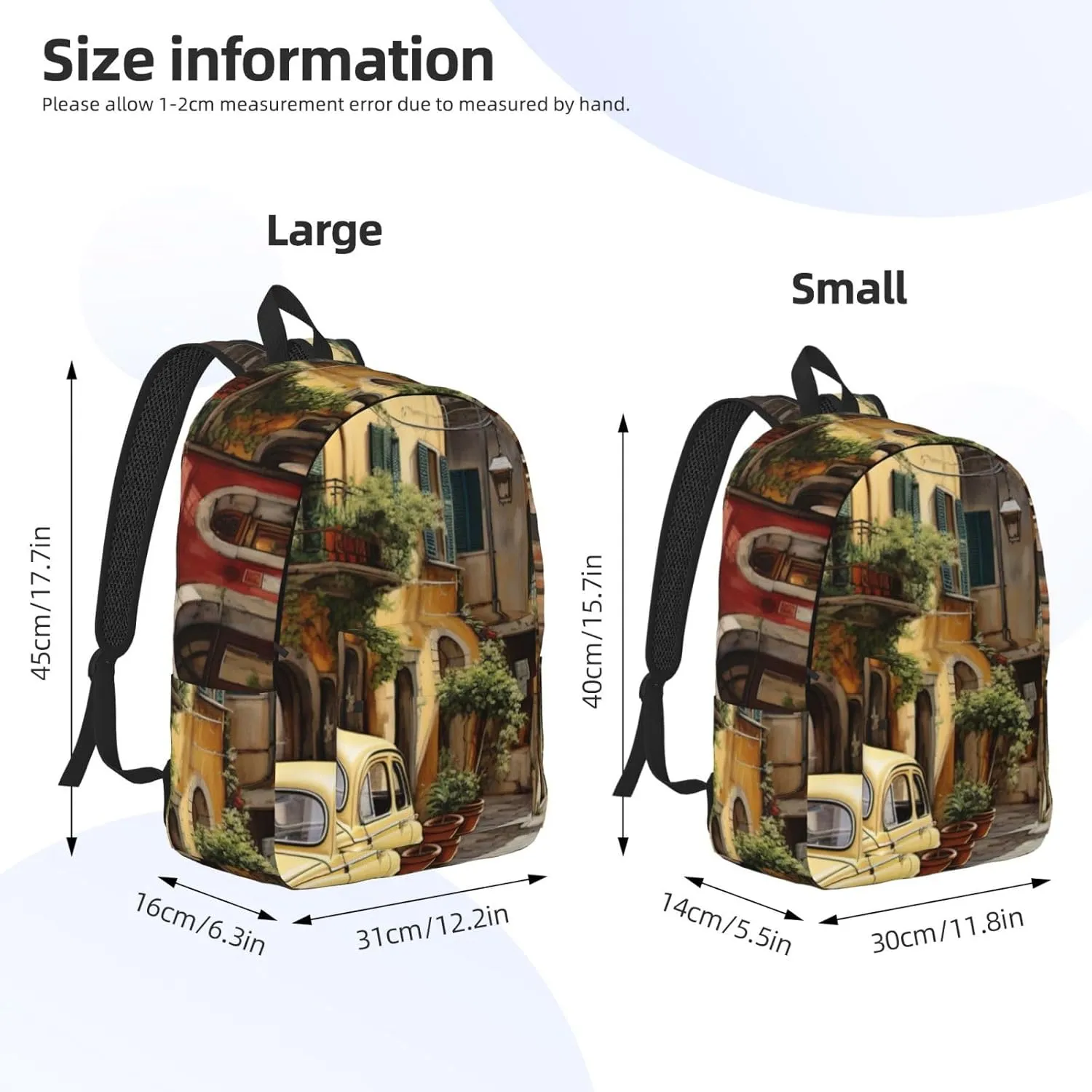 Italian Street Canvas Casual Lightweight Duffel Bag, Fashion Duffel Bag, Unisex Travel Backpack