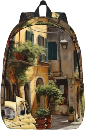 Italian Street Canvas Casual Lightweight Duffel Bag, Fashion Duffel Bag, Unisex Travel Backpack