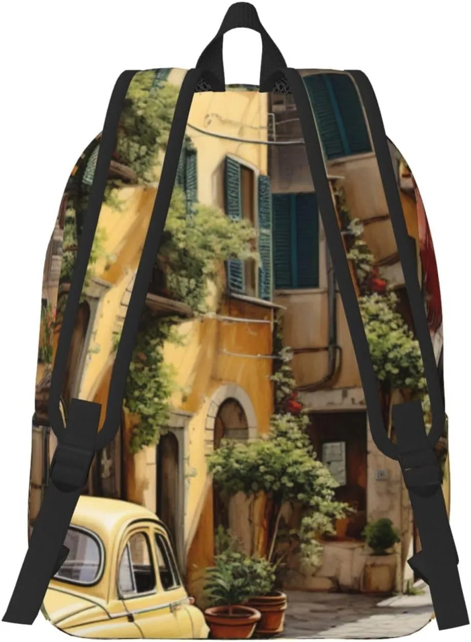 Italian Street Canvas Casual Lightweight Duffel Bag, Fashion Duffel Bag, Unisex Travel Backpack