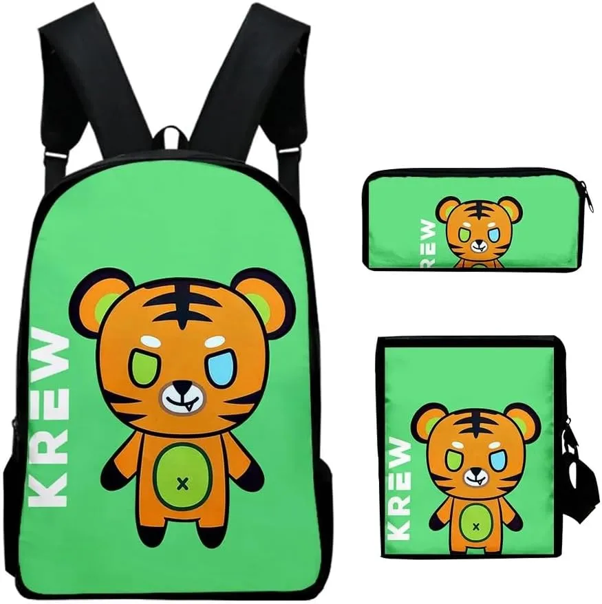 ItsFunneh Krew District Merch 3D Print 3pcs/set Zipper Backpack Men/Women Canvas Bag Oxford Cloth Travel Bag (HL07124)