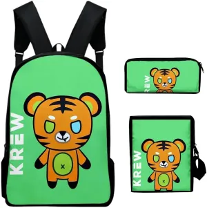 ItsFunneh Krew District Merch 3D Print 3pcs/set Zipper Backpack Men/Women Canvas Bag Oxford Cloth Travel Bag (HL07124)
