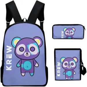 ItsFunneh Krew District Merch 3D Print 3pcs/set Zipper Backpack Men/Women Canvas Bag Oxford Cloth Travel Bag (WP11773)