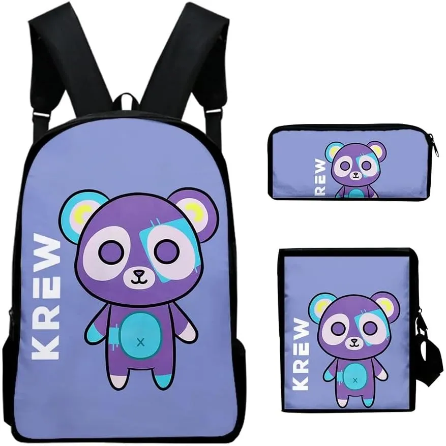ItsFunneh Krew District Merch 3D Print 3pcs/set Zipper Backpack Men/Women Canvas Bag Oxford Cloth Travel Bag (WP11773)