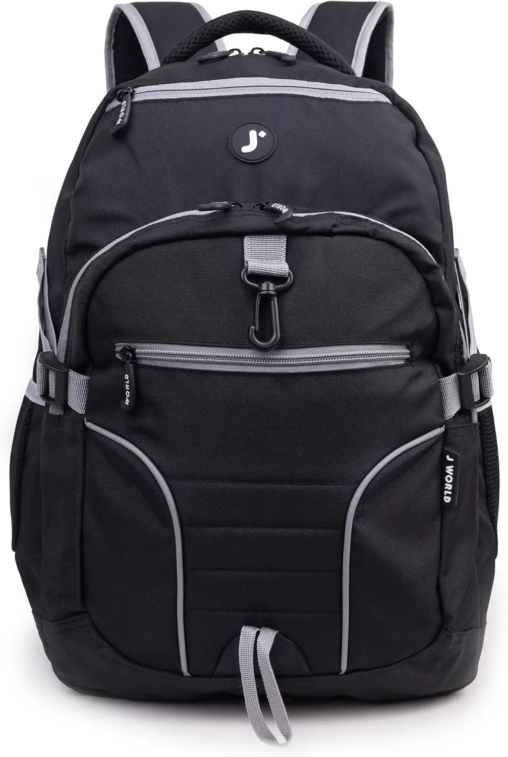 J World New York Atom Multi-Compartment Laptop Backpack, Black, 18.5 X 13 X 7.5 (H X W X D)