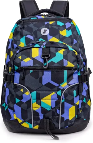 J World New York Atom Multi-Compartment Laptop Backpack, Cubes, 18.5 X 13 X 7.5 (H X W X D)