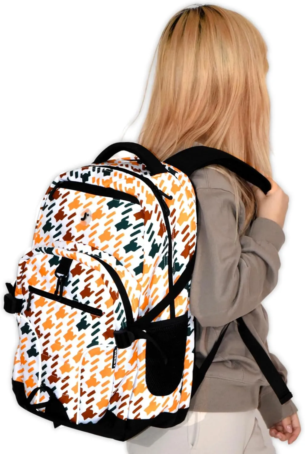 J World New York Atom Multi-Compartment Laptop Backpack, Cubes, 18.5 X 13 X 7.5 (H X W X D)
