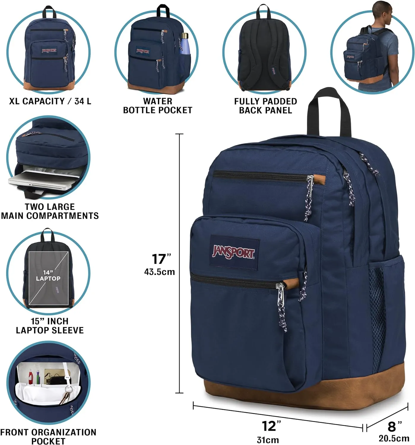 JanSport Cool Backpack, with 15-inch Laptop Sleeve - Large Computer Bag Rucksack with 2 Compartments, Ergonomic Straps, Misty Rose