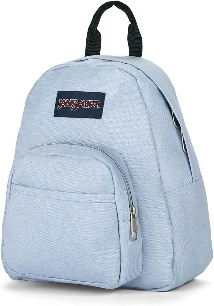 JanSport Half Pint Mini Backpack, 10.2 L - Durable Mini Bag Purse with Adjustable Shoulder Straps, Single Main Compartment, Zippered Stash Pocket, Blue Dusk