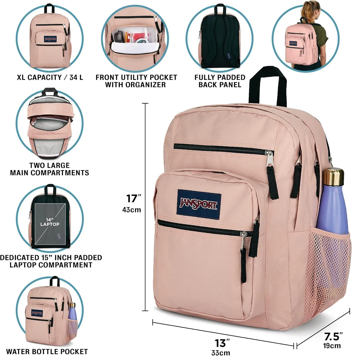JanSport Laptop Backpack - Computer Bag with 2 Compartments, Ergonomic Shoulder Straps, 15” Laptop Sleeve, Haul Handle - Camo Illusion