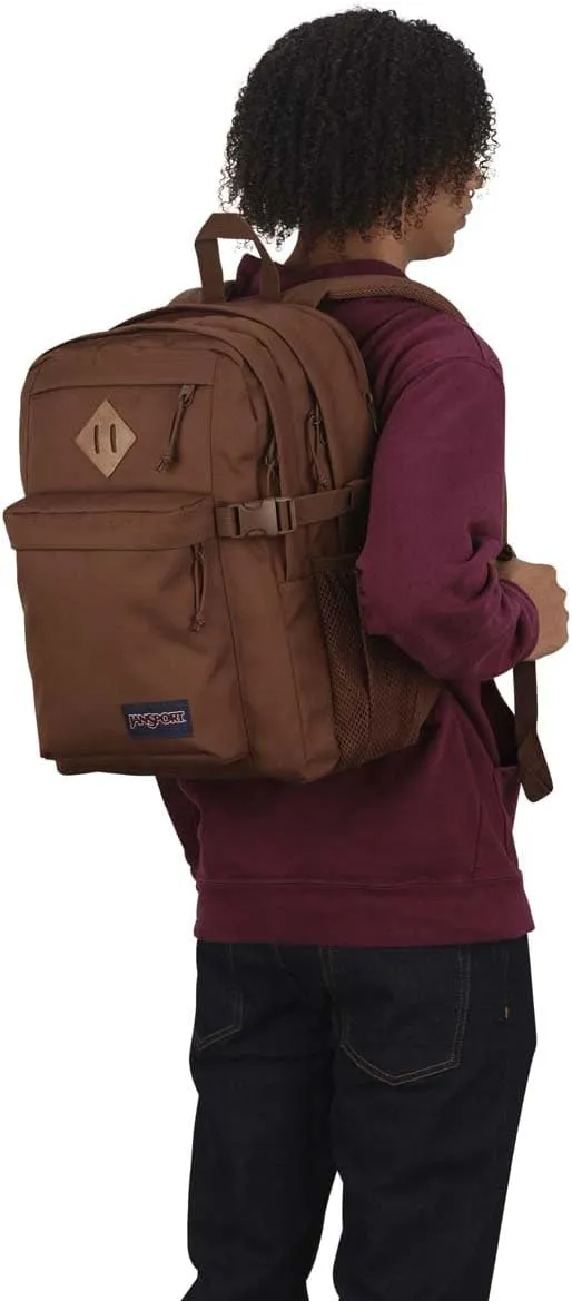 JanSport Main Campus FX Backpack - Travel or Work Bag w 15-Inch Laptop Pack with Leather Trim, Basic Brown