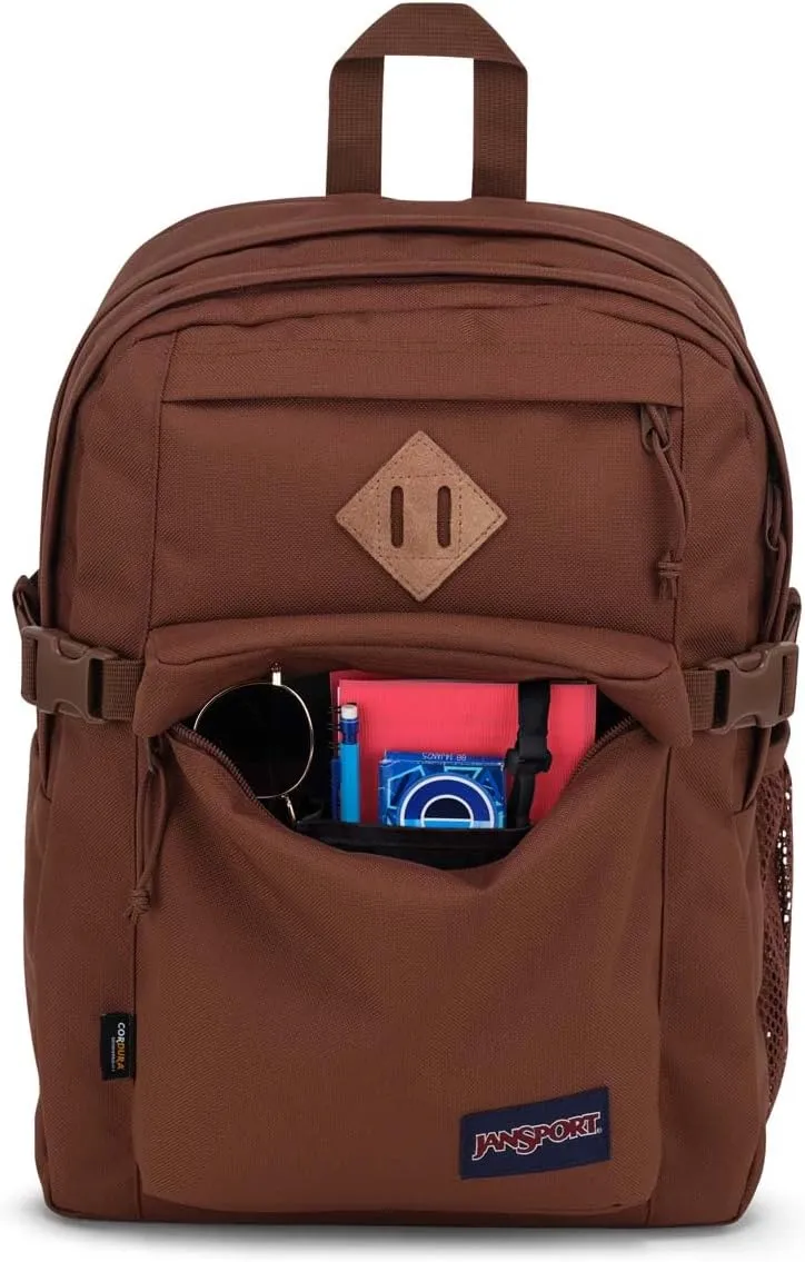 JanSport Main Campus FX Backpack - Travel or Work Bag w 15-Inch Laptop Pack with Leather Trim, Basic Brown