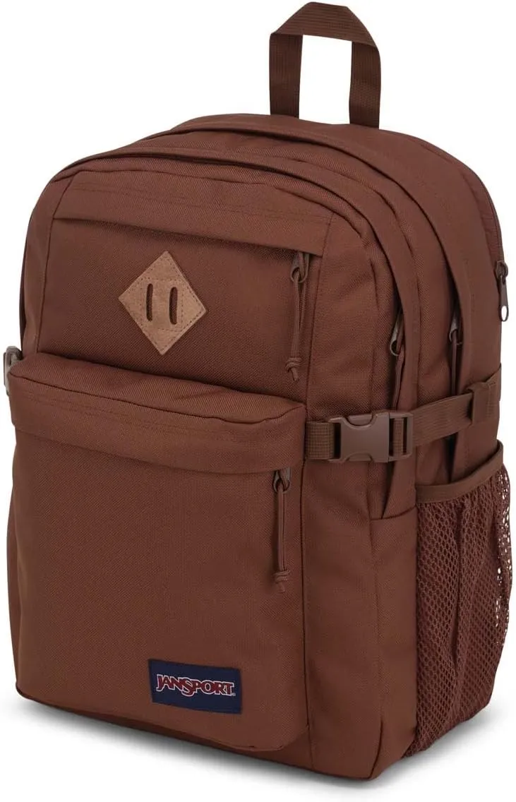 JanSport Main Campus FX Backpack - Travel or Work Bag w 15-Inch Laptop Pack with Leather Trim, Basic Brown