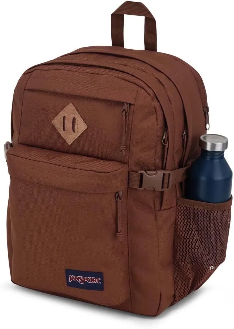 JanSport Main Campus FX Backpack - Travel or Work Bag w 15-Inch Laptop Pack with Leather Trim, Basic Brown