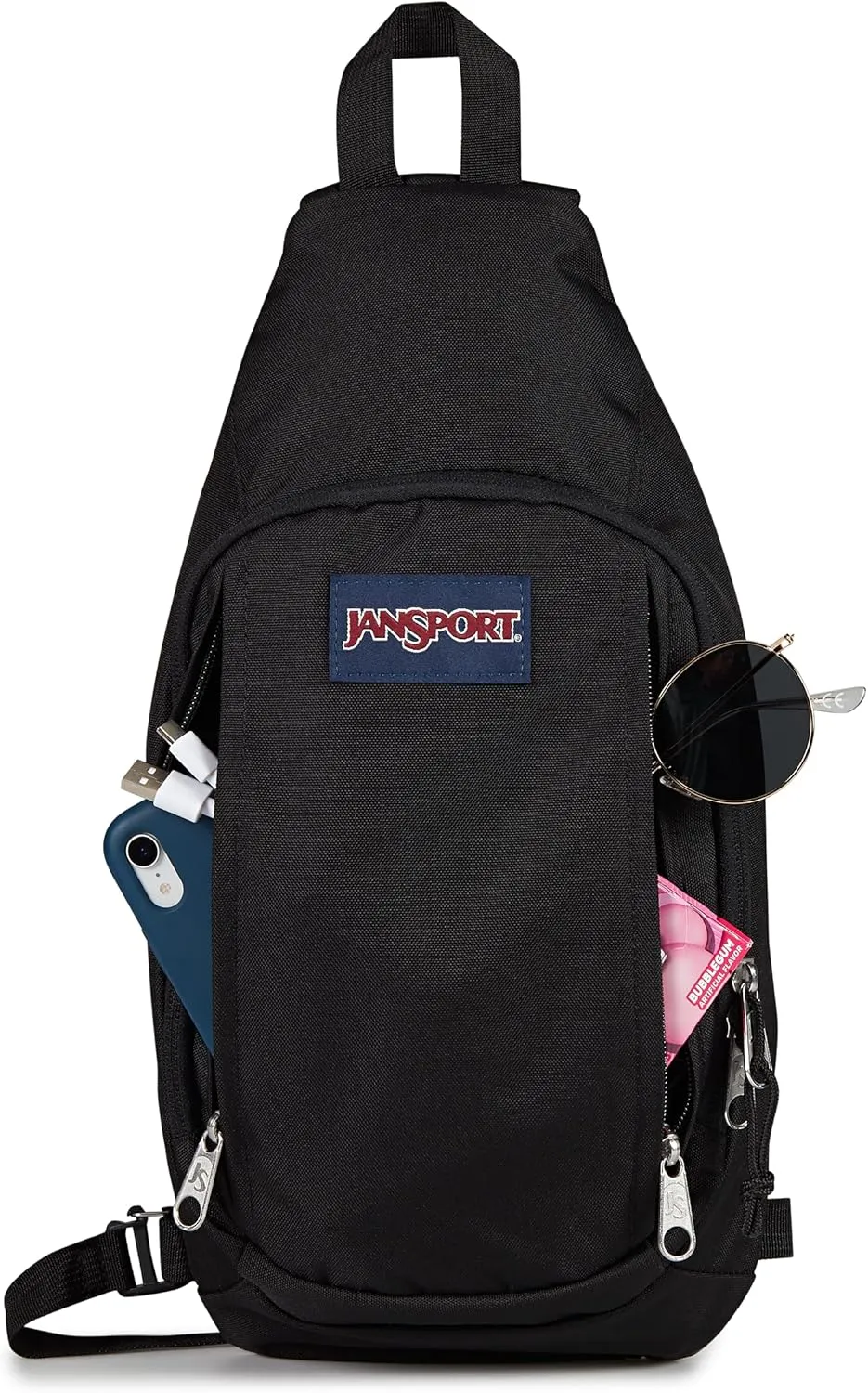 JanSport Move Sling Crossbody Bag – Main Compartment, Zippered Front Pockets, Adjustable Shoulder Strap, Fully Padded Back Panel, Black