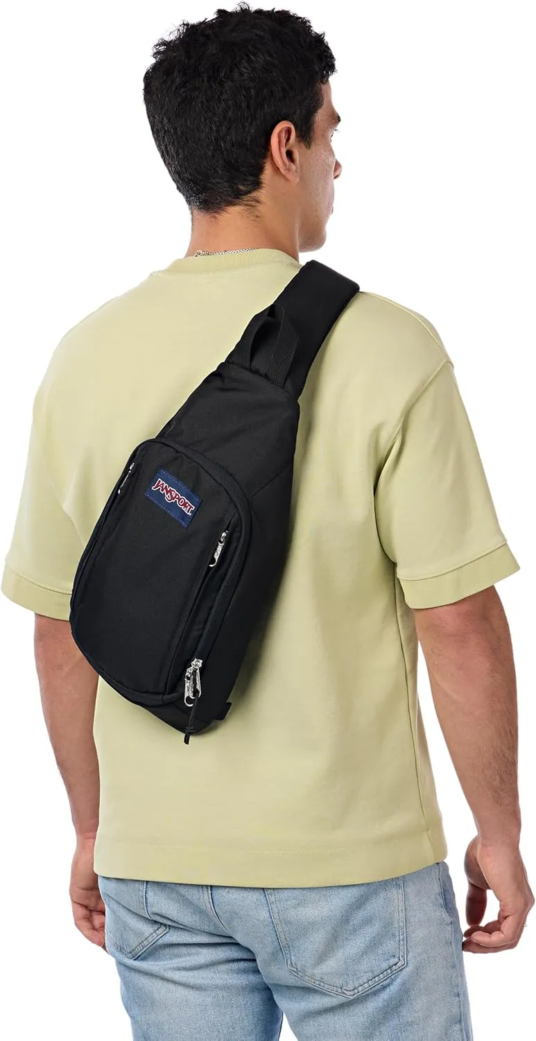JanSport Move Sling Crossbody Bag – Main Compartment, Zippered Front Pockets, Adjustable Shoulder Strap, Fully Padded Back Panel, Black