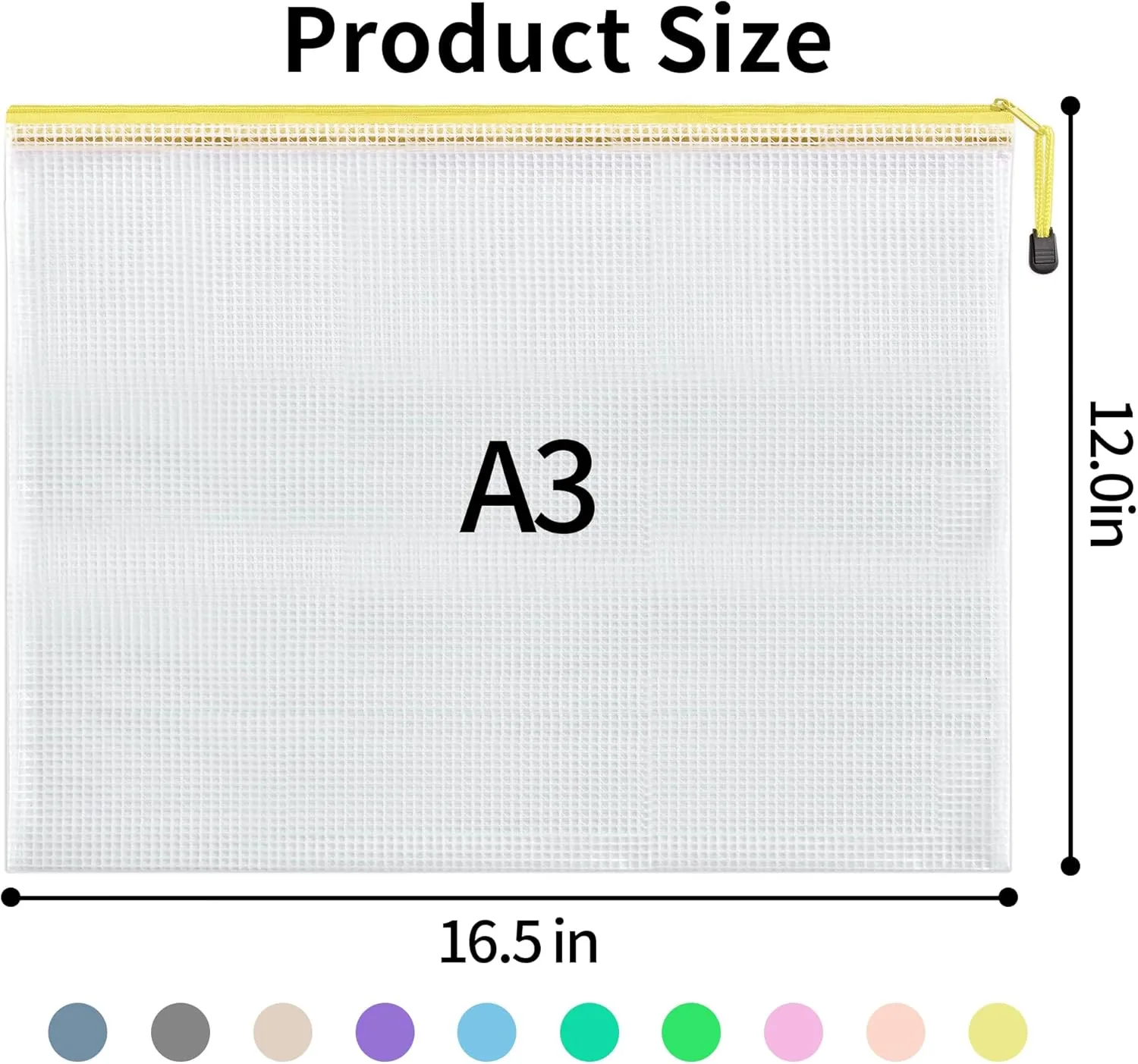 JARLINK 20PCS Mesh Zipper Pouch Bags, A3 Puzzle Bags with Zipper, Waterproof Zipper Pouches for Classroom Organization, Board Game Storage, Travel, Office, School Supplies, 10 Colors