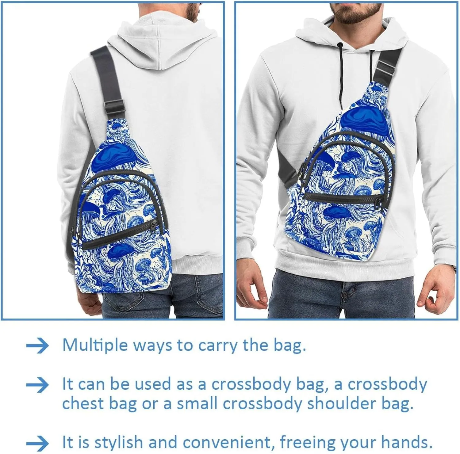 jellyfish Crossbody Small Sling Bag Sling Backpack for Travel Sports Hiking