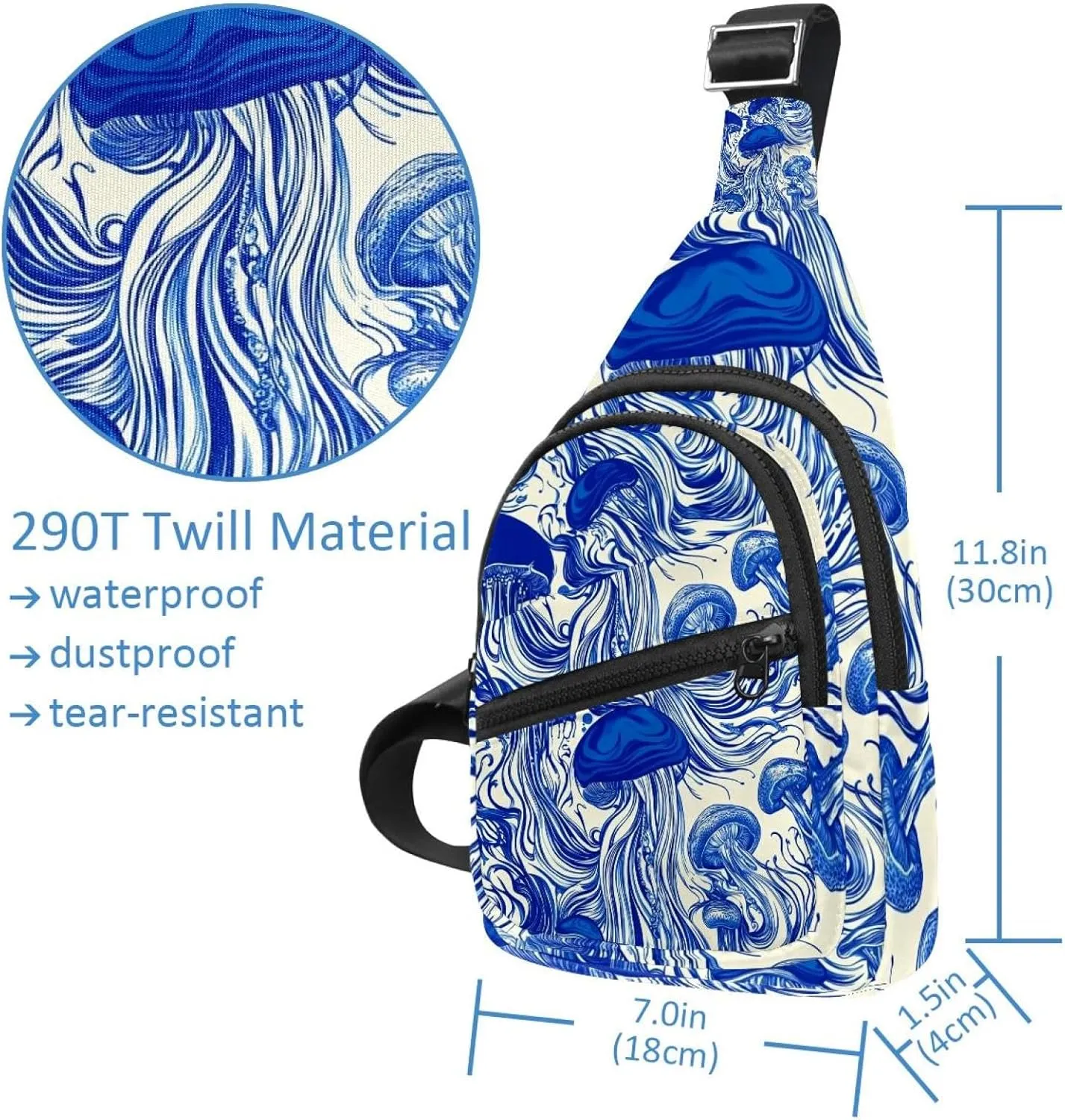jellyfish Crossbody Small Sling Bag Sling Backpack for Travel Sports Hiking