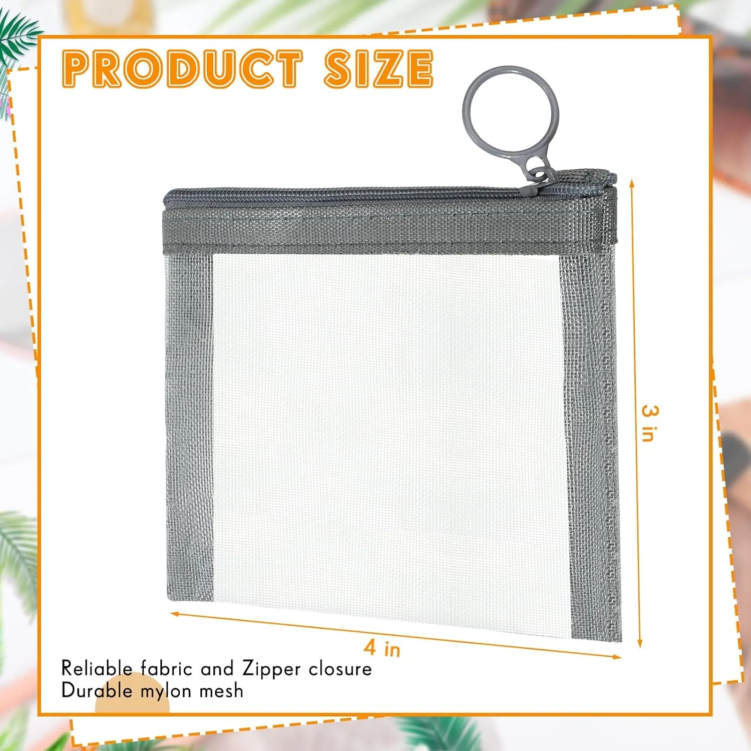 Jexine 30 Pieces Mini Zipper Mesh Bags Nylon Small Zipper Pouch Mini Pouch Portable Beauty Purse Mesh Coin Purse for Travel Home Keychain Holder Makeup Cosmetic Storage(4 x 3 Inches,Gray)