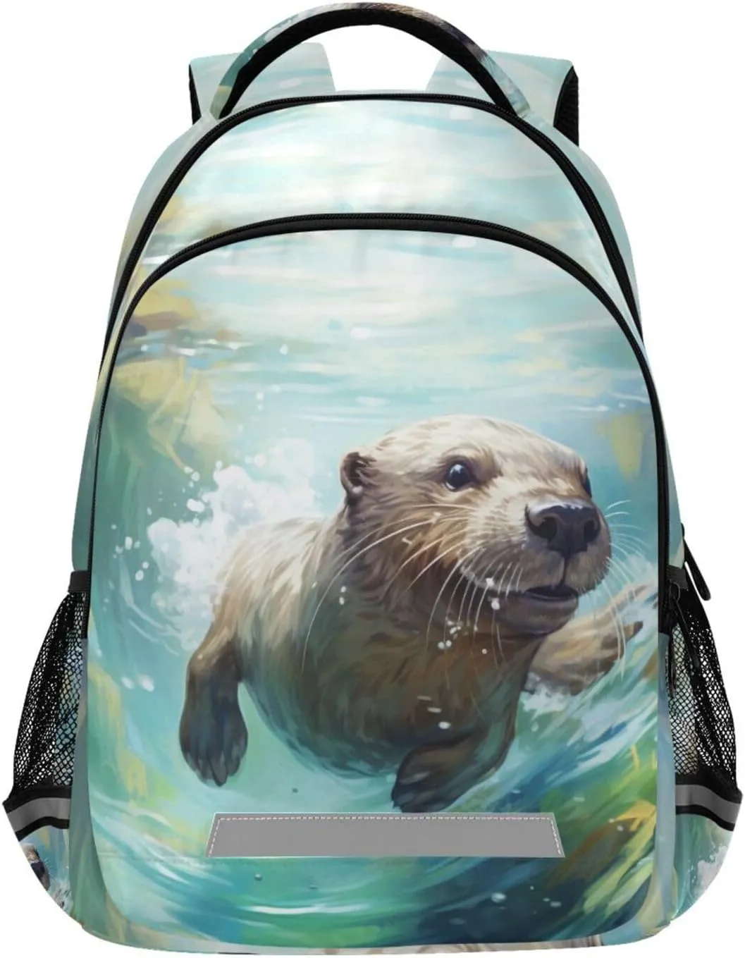JIPONI Watercolor Otter Backpack For Girls Boys School Kids Bookbag Travel Laptop Backpack Purse Daypack With Chest Strap