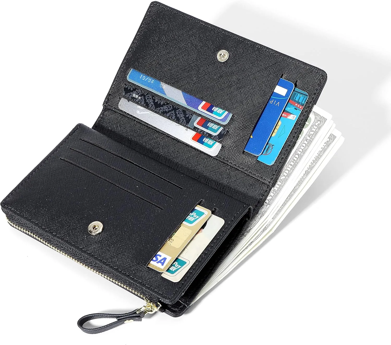JIUFENG Women Zipper Wallet RFID Blocking Multi Purpose Coin Pouches Credit Card Holder Short Purses