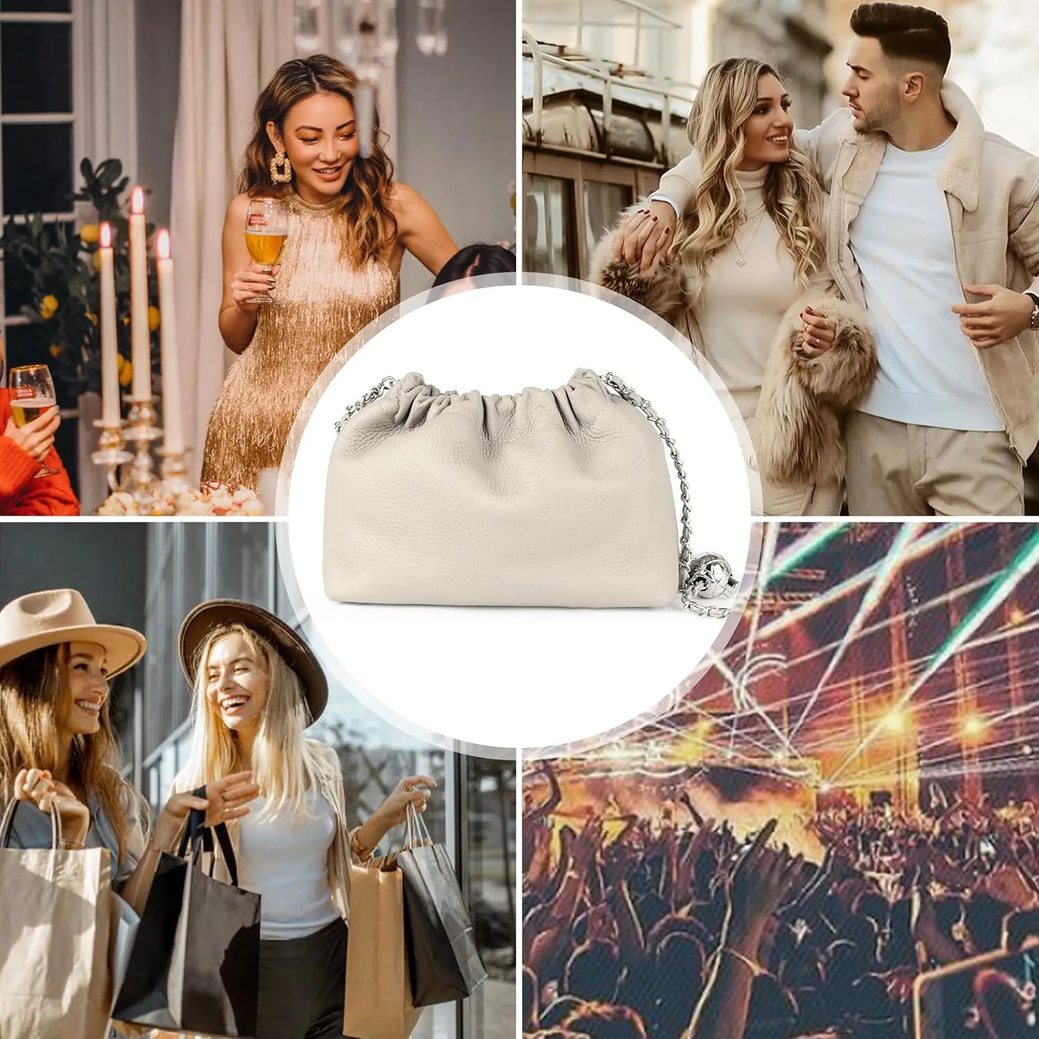 Joryin Trendy Dumpling Women's Crossbody Bag - Evening Clutch Vegan & Genuine Leather Hobo Cloud Purse
